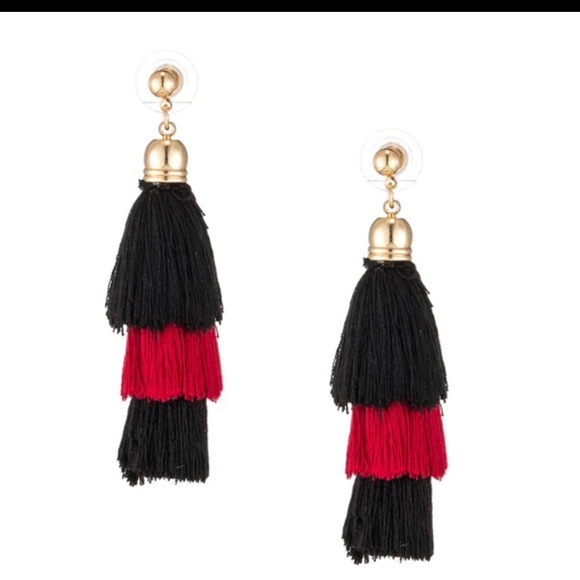 Jewelry - Boho Black tricolor tassel earrings